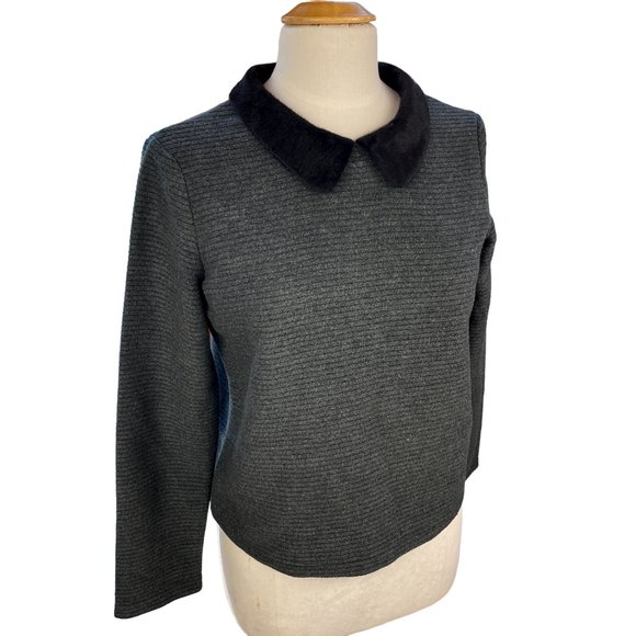 Topfeeling Ladies by MJ Care Sweaters - French Style Retro Faux Fur Peter Pan Collar Preppy School Girl Knit Sweater-L